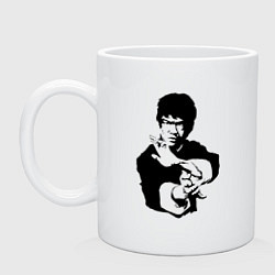 Кружка керамическая Брюс Ли силуэт, цвет: белый