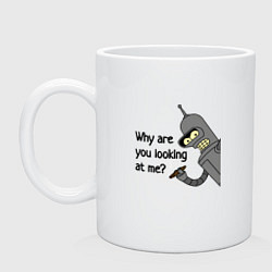 Кружка керамическая Why are you looking at me, цвет: белый