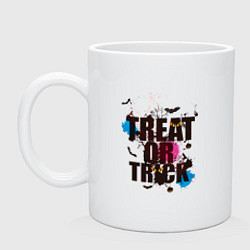 Кружка керамическая Счастливого Хэллоуина - кошелек или жизнь, цвет: белый