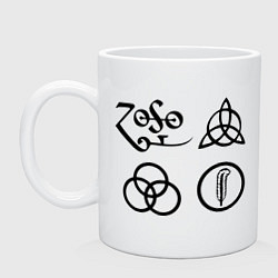 Кружка керамическая Led Zeppelin: symbols, цвет: белый