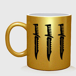 Кружка керамическая Три ножа, цвет: золотой