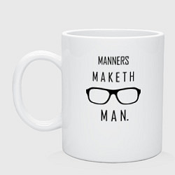 Кружка керамическая Kingsman: Manners maketh man, цвет: белый