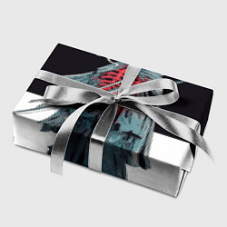 Бумага для упаковки Скелет Самурай с трубкой на черно белом фоне, цвет: 3D-принт — фото 2