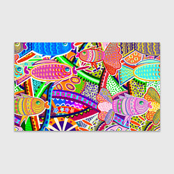 Бумага для упаковки Разноцветные яркие рыбки на абстрактном цветном фо, цвет: 3D-принт