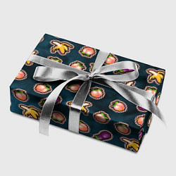 Бумага для упаковки Баклажаны персики бананы паттерн, цвет: 3D-принт — фото 2