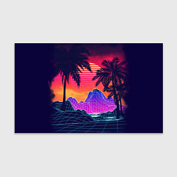 Бумага для упаковки Тропический остров с пальмами ретро иллюстрация, цвет: 3D-принт