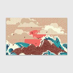 Бумага для упаковки Большие океанские волны и скалистый остров на зака, цвет: 3D-принт