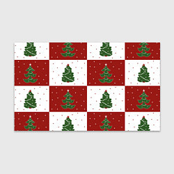 Бумага для упаковки Красно-белые квадраты с новогодними елочками, цвет: 3D-принт