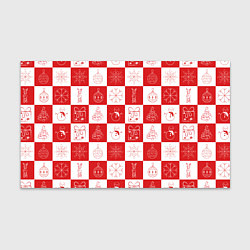 Бумага для упаковки Красно-белые квадраты с шариками и снежинками, цвет: 3D-принт