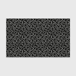 Бумага для упаковки Белые сердечки на черном фоне, цвет: 3D-принт