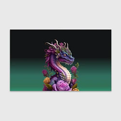 Бумага для упаковки Неоновый дракон с цветами, цвет: 3D-принт