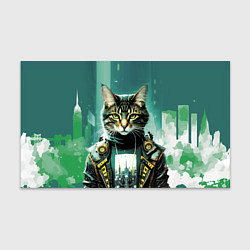 Бумага для упаковки Funny cat on the background of skyscrapers, цвет: 3D-принт