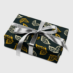 Бумага для упаковки Бежевые и желтые бабочки на темном фоне, цвет: 3D-принт — фото 2