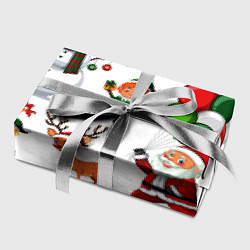 Бумага для упаковки Зимний праздник - деды морозы гномы олени, цвет: 3D-принт — фото 2