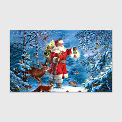 Бумага для упаковки Дед Мороз в лесу с животными, цвет: 3D-принт