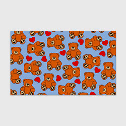 Бумага для упаковки Мишки и сердца на голубом фоне, цвет: 3D-принт