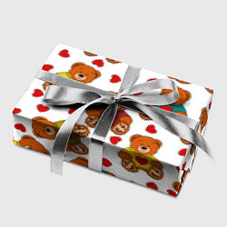 Бумага для упаковки Мишки игрушки в свитерах и сердечки, цвет: 3D-принт — фото 2