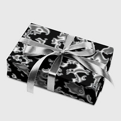 Бумага для упаковки Капли жидкого металла - камуфляж на чёрном, цвет: 3D-принт — фото 2