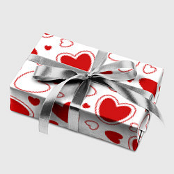 Бумага для упаковки Паттерн красные сердечки на белом фоне, цвет: 3D-принт — фото 2