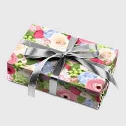 Бумага для упаковки Фон с розами, лютиками и гортензиями, цвет: 3D-принт — фото 2