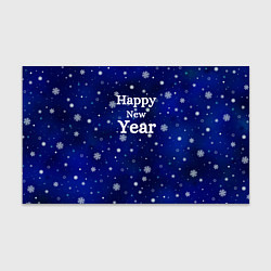 Бумага для упаковки Happy new year паттерн синий со снежинками, цвет: 3D-принт
