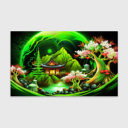 Бумага для упаковки Природа Японии в зеленых цветах, цвет: 3D-принт