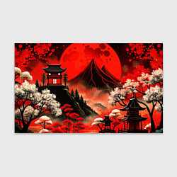 Бумага для упаковки Япония природа в красном цвете, цвет: 3D-принт