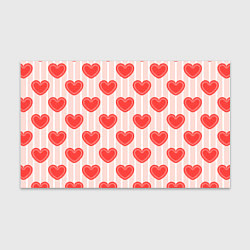 Бумага для упаковки Полосатый паттерн с красными ажурными сердечками, цвет: 3D-принт