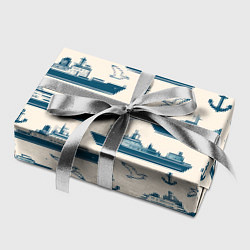Бумага для упаковки Морской паттерн из чаек, якорей и кораблей, цвет: 3D-принт — фото 2