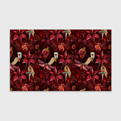 Бумага для упаковки Бордовая готика с сердцем, лилиями и мотыльками, цвет: 3D-принт