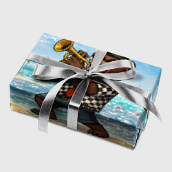 Бумага для упаковки Медведь играет ска на пляже, цвет: 3D-принт — фото 2