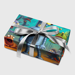 Бумага для упаковки Робот-сгибальщик Бендер в окружении монстров, цвет: 3D-принт — фото 2