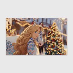 Бумага для упаковки Блондинка с новогодней лошадкой, цвет: 3D-принт