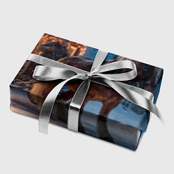 Бумага для упаковки Новогодняя лошадка с повозкой, цвет: 3D-принт — фото 2