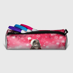 Пенал для ручек Новогодний котенок на розовом фоне, цвет: 3D-принт — фото 2