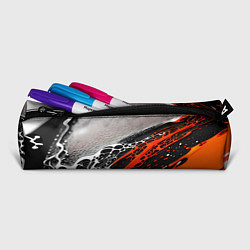 Пенал для ручек Черно-оранжевые капли, цвет: 3D-принт — фото 2