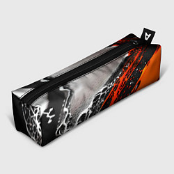 Пенал для ручек Черно-оранжевые капли, цвет: 3D-принт