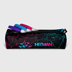 Пенал для ручек Hitman - neon gradient: надпись и символ, цвет: 3D-принт — фото 2