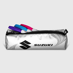 Пенал для ручек Suzuki speed на светлом фоне со следами шин: надпи, цвет: 3D-принт — фото 2