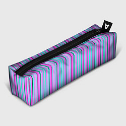 Пенал для ручек Розово-голубой неновый полосатый узор, цвет: 3D-принт