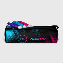 Пенал для ручек Nissan - neon gradient: надпись и символ, цвет: 3D-принт — фото 2