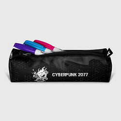 Пенал для ручек Cyberpunk 2077 glitch на темном фоне: надпись и си, цвет: 3D-принт — фото 2