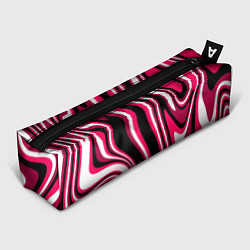 Пенал для ручек Абстракция волны чёрно-розовый, цвет: 3D-принт