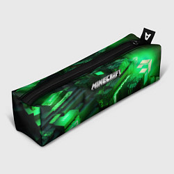 Пенал для ручек Minecraft logo зеленые неоновые кубы, цвет: 3D-принт