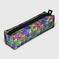 Пенал для ручек Узор из разноцветных квадратов, цвет: 3D-принт