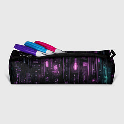 Пенал для ручек Киберпанк светящиеся фиолетовые элементы, цвет: 3D-принт — фото 2