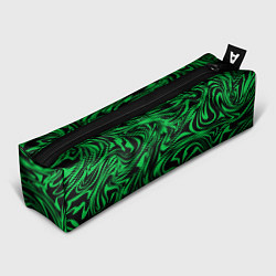Пенал для ручек Узор на черном фоне с ярким зеленым абстрактным ди, цвет: 3D-принт