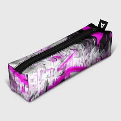 Пенал для ручек Бело-розовая абстракция на чёрном фоне, цвет: 3D-принт
