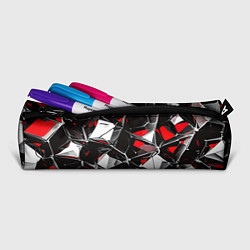 Пенал для ручек Красно-белый паттерн на чёрном фоне, цвет: 3D-принт — фото 2