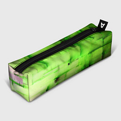 Пенал для ручек Чёрные пятна на зелёном фоне абстракция, цвет: 3D-принт